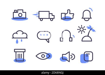 Modern set of tech icons in flat style Stock Vector