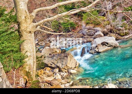 Veral River, Ansó Valley, Valles Occidentales Natural Park, Jacetania, Pyrenees, Huesca, Aragón, Spain, Europe Stock Photo