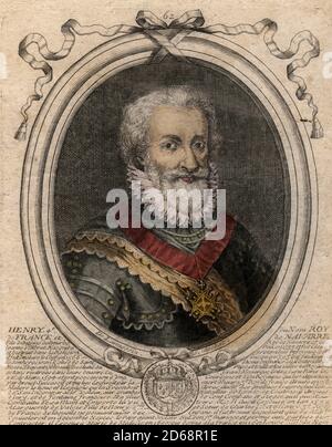 Portrait of Henry IV (1553-1610) King of France - engraving  1679 Stock Photo