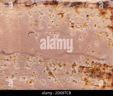 Brown metal surface rusted spots. iron rust texture background. Stock Photo