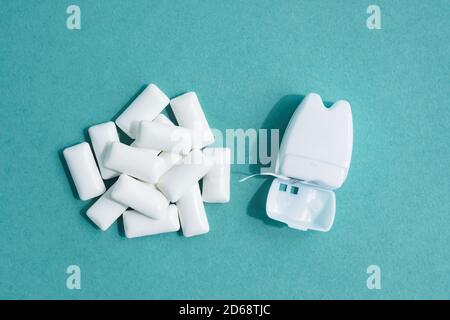 Dental floss container isolated on white background. Top view Stock Photo -  Alamy