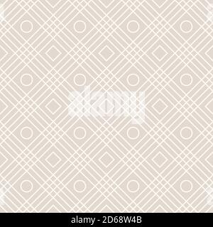 Diamond shapes, crossing lines and cirlces, abstract geometric background. Seamless vector fashion pattern. Perfect for fabric pattern, wallpapers, we Stock Vector