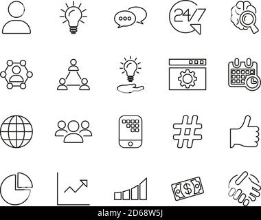 Consulting Icons Thin Line Set Big Stock Vector