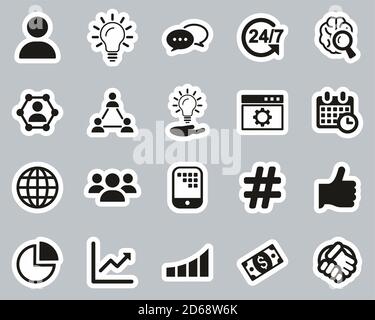 Consulting Icons Black & White Sticker Set Big Stock Vector