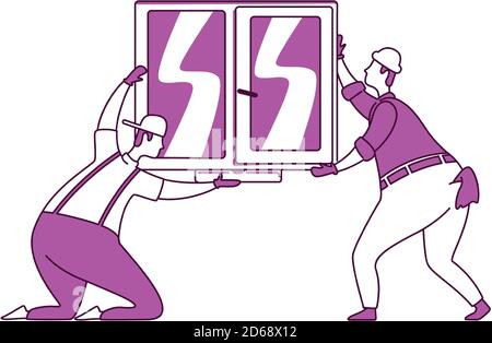 Window installation illustration Stock Vector