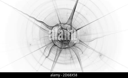 Neuron with axons, inverted black and white abstract texture, computer generated, 3d rendering Stock Photo