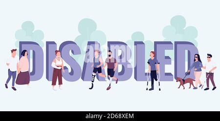 Disabled word concepts flat color vector banner Stock Vector