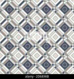 Diamond shapes, crossing lines and cirlces, abstract geometric background. Seamless vector fashion pattern. Perfect for fabric pattern, wallpapers, we Stock Vector