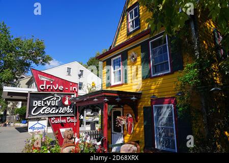 LAMBERTVILLE, NJ -3 OCT 2020- View of the charming historic town of Lambertville, located on the Delaware River in Hunterdon County, nicknamed the ant Stock Photo