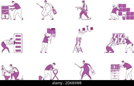 House construction illustration set Stock Vector