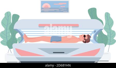 Suntanning flat color vector character Stock Vector