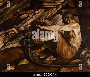 Gold is where you find it, (inside a Californian gold mine), New Deal art painting by Tyrone Comfort, 1934 Stock Photo