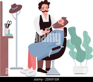 Barbershop flat color vector characters Stock Vector