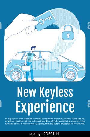 New keyless experience poster flat silhouette vector template Stock Vector