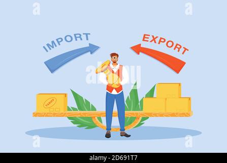 Import and export taxes flat concept vector illustration Stock Vector