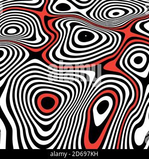 Wavy Stripes Background with Curved Ripple Lines in Black and White. Trendy Vector Zebra Texture. Stock Vector