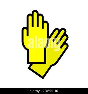 Yellow gloves for cleaning. Vector isolated illustration on white background. Stock Vector