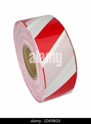 Red and white striped barrier tape Stock Photo