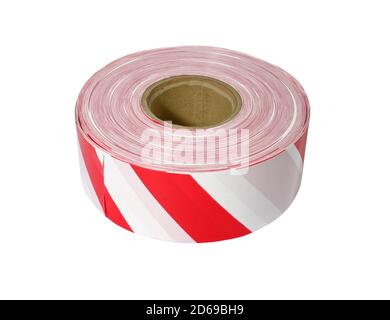 Red and white striped barrier tape Stock Photo