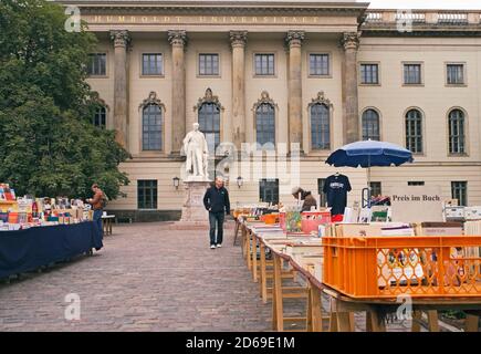 second hand books stalls at Humboldt University courtyard in Berlin, Germany Stock Photo
