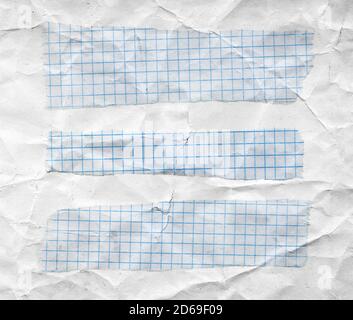 Math torn papers isolated on wrinkled white paper sheet Stock Photo