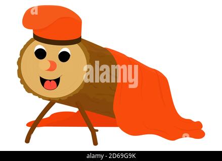 Tio de Nadal, or Christmas Log isolated on white. Christmas tradition character in Catalonia and Spain. Vector cartoon illustration Stock Vector