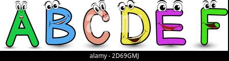 Funny cartoon styled font letter A with smiling face vector alphabet