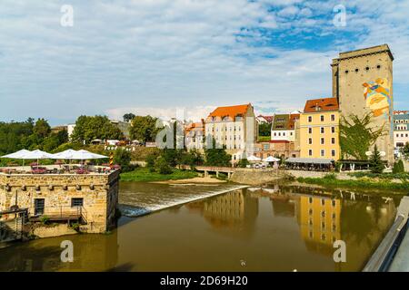 view from Görlitz over the border and the river Neisse to Zgorzelec Stock Photo