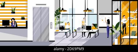 Teamwork in a company - modern cartoon people characters illustration ...