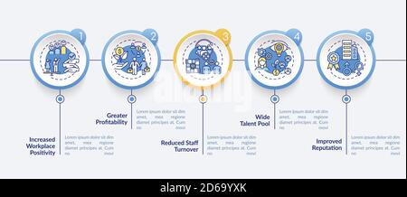 Gender diversity policy benefits vector infographic template Stock Vector