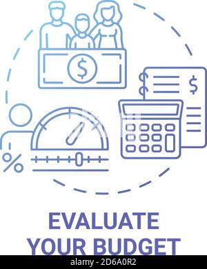 Evaluate budget concept icon Stock Vector