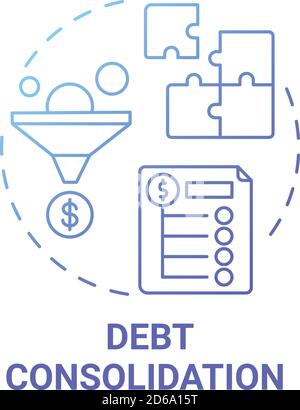 Debt consolidation concept icon Stock Vector