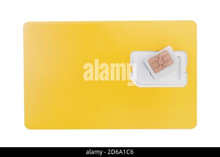 Plastic SIM card for mobile phone isolated on white. Top view. Stock Photo