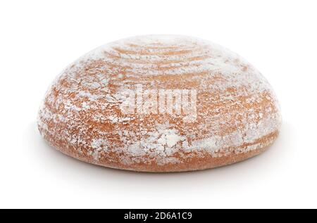 Round fresh whole grain wheat bread isolated on white. Stock Photo