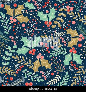 Christmas seamless pattern for greeting cards, wrapping papers. Hand drawn Vector illustration. Stock Vector