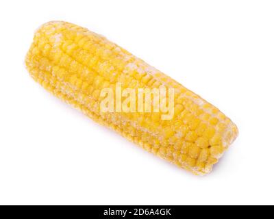 Frozen corn cob isolated on white background Stock Photo