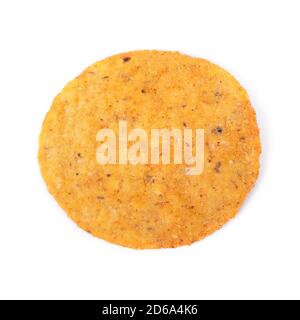 One round nacho isolated on white background Stock Photo