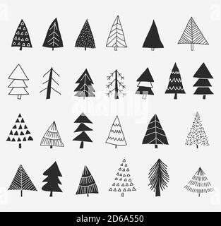 Christmas seamless pattern for greeting cards, wrapping papers. Doodle Christmas trees. Hand drawn winter background. Vector illustration. Stock Vector