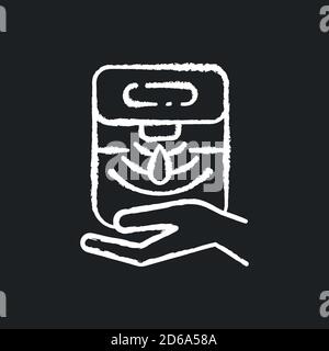 Automatic hand sanitizer dispenser chalk white icon on black background Stock Vector