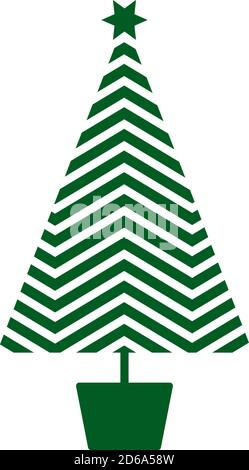 Green Christmas Trees with Star. Vector illustration and Icon. Stock Vector