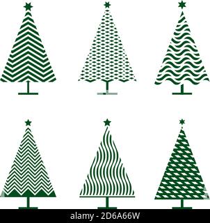 A set of black Christmas Trees. Winter season design elements and simply pictogram collection. Isolated vector xmas Icons and Illustration. Stock Vector