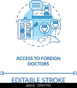 Access to foreign doctors concept icon Stock Vector
