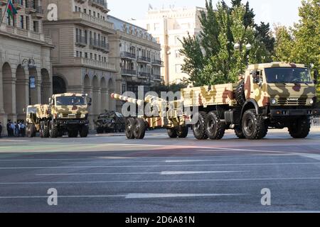 Artillery of the Azerbaijani Armed Forces. Military parade in Baku - Azerbaijan: 15 September 2018