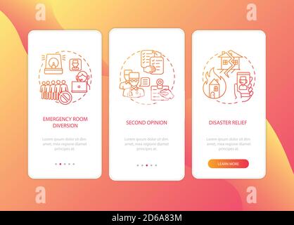Telemedicine pros onboarding mobile app page screen with concepts Stock Vector