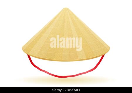 asian straw traditional hat vector illustration isolated on white background Stock Vector