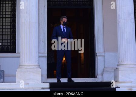 Athens, Greece. 14th Oct, 2020. Greek Prime Minister Kyriakos Mitsotakis at Maximou Mansion. (Photo by Dimitrios Karvountzis/Pacific Press/Sipa USA) Credit: Sipa USA/Alamy Live News Stock Photo