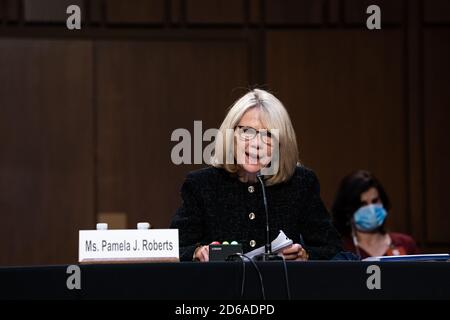 Washington, Dc, USA. 15th Oct, 2020. Pamela J. Roberts, an American Bar Association representative, speaks during the fourth day of the confirmation hearing for Judge Amy Coney Barrett, President Donald Trump's Nominee for Supreme Court, in Hart Senate Office Building in Washington DC, on October 15th, 2020. (Photo by Anna Moneymaker/Pool/Sipa USA) Credit: Sipa USA/Alamy Live News Stock Photo