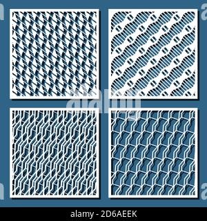 Abstract lines and shapes pattern for laser cutting. Universal greeting card, laser cut panel. Vector illustration. Square 1:1. Stock Vector