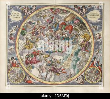 A 1660 geocentric model chart by Andreas Cellarius, illustrating the ...