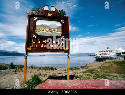 Welcome sign in Ushuaia Stock Photo